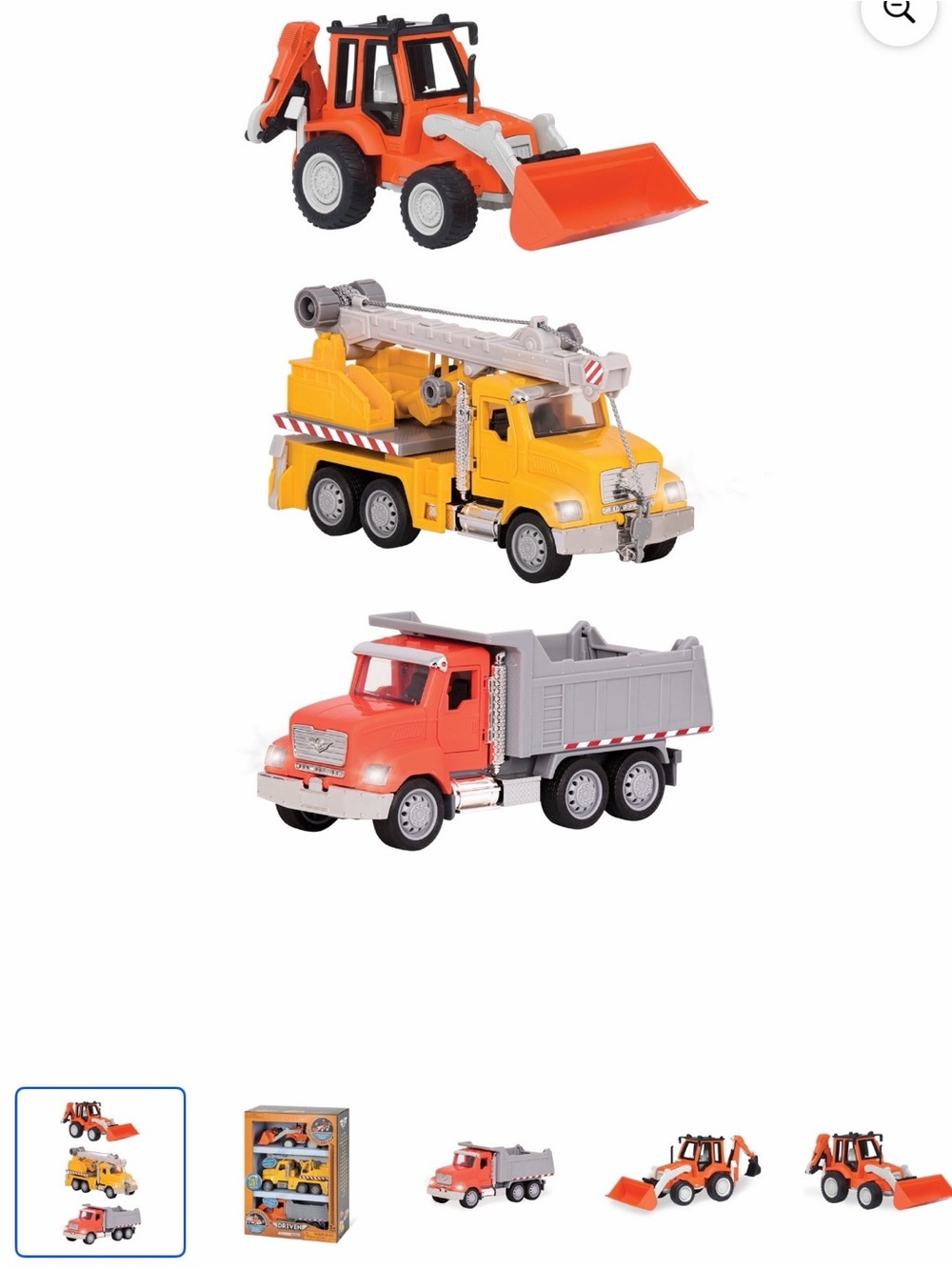 DRIVEN Construction Fleet 3pc Toy Vehicle Set Kids 3+